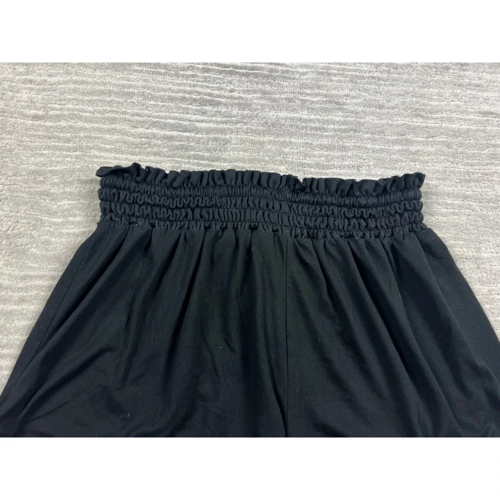 Hot Kiss Shorts Womens Medium Black Paperbag Smocked Waist Tassel Lounge Casual‎